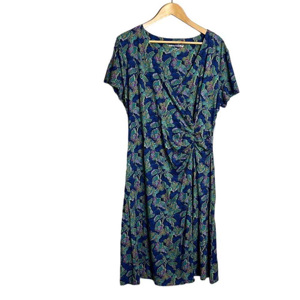 Blue Floral V-Neck Wrap Dress - Women - Picture 2 of 11